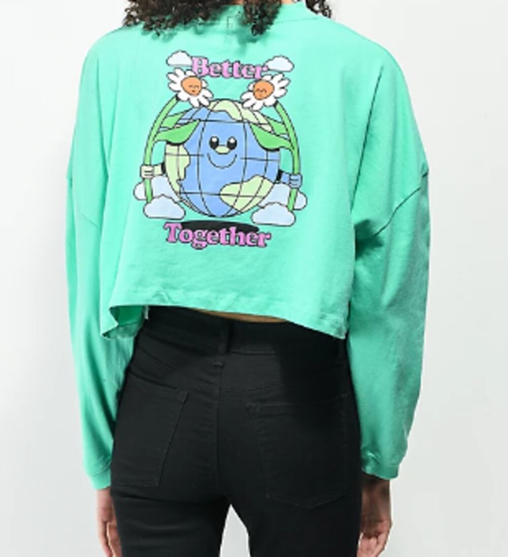 A.LAB Gayle Better Together Green Cropped T-Shirt sz M